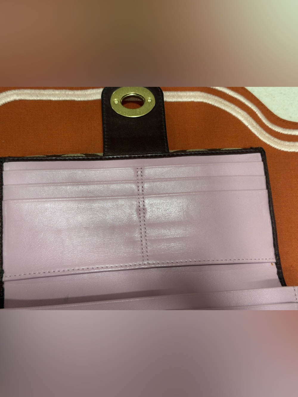Coach Brown/Tan Signature Turnlock Continental Wallet - Picture 9 of 9
